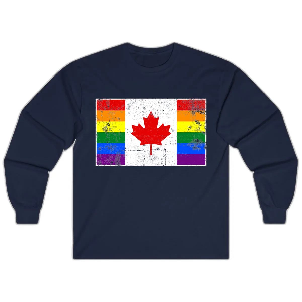 Canada Pride Rainbow Flag Long Sleeve in Navy