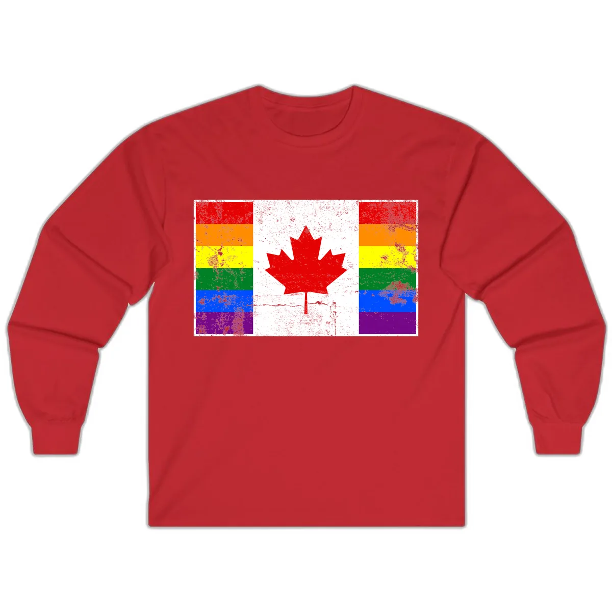 Canada Pride Rainbow Flag Long Sleeve in Red