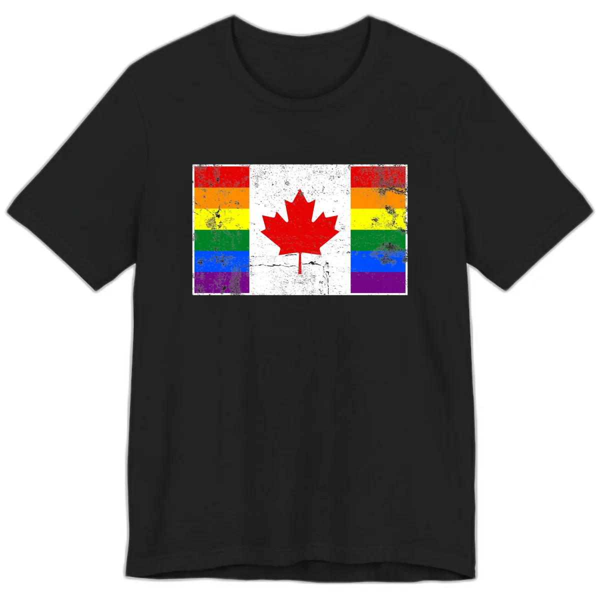 Canada Pride Rainbow Flag Premium T-Shirt in Black