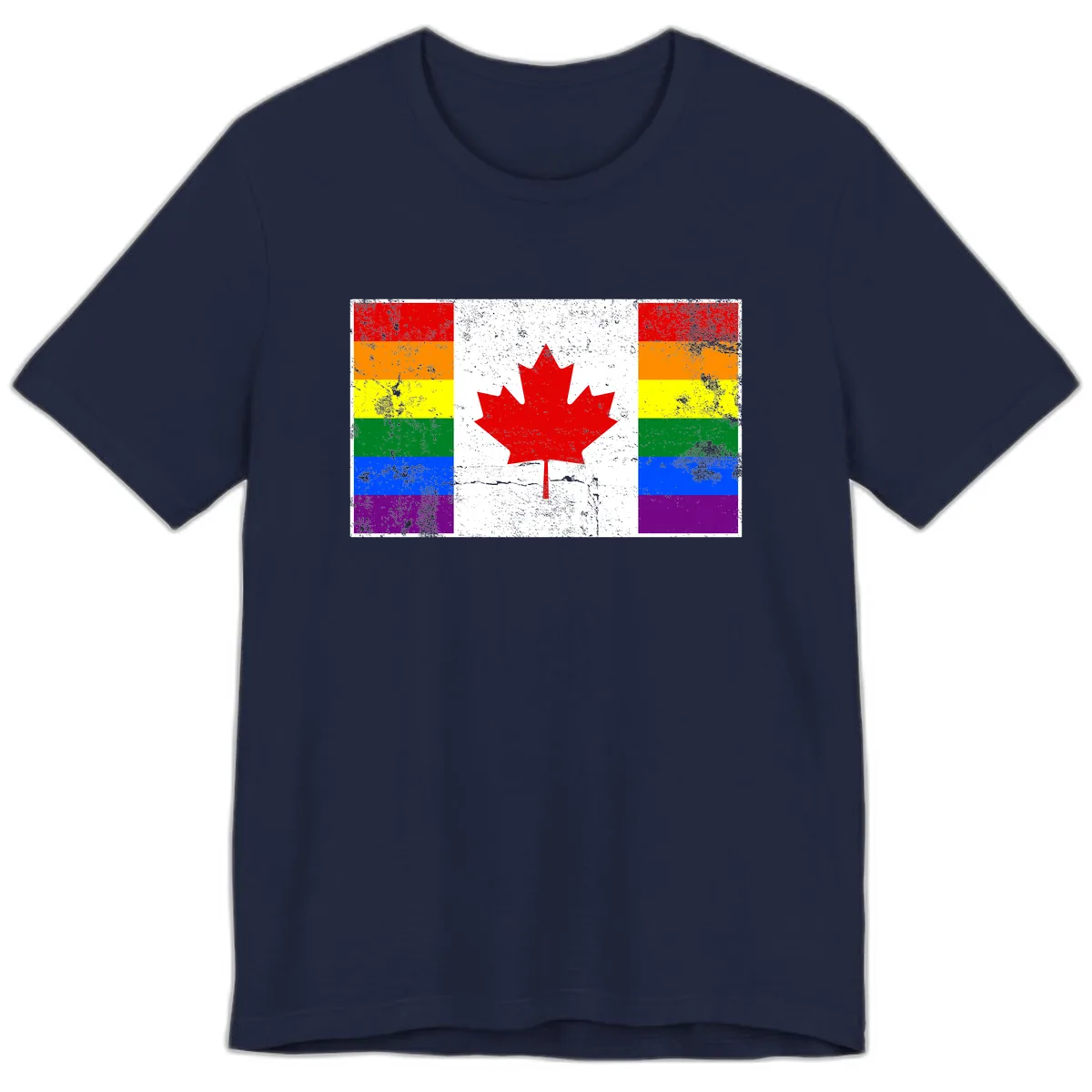 Canada Pride Rainbow Flag Premium T-Shirt in Navy