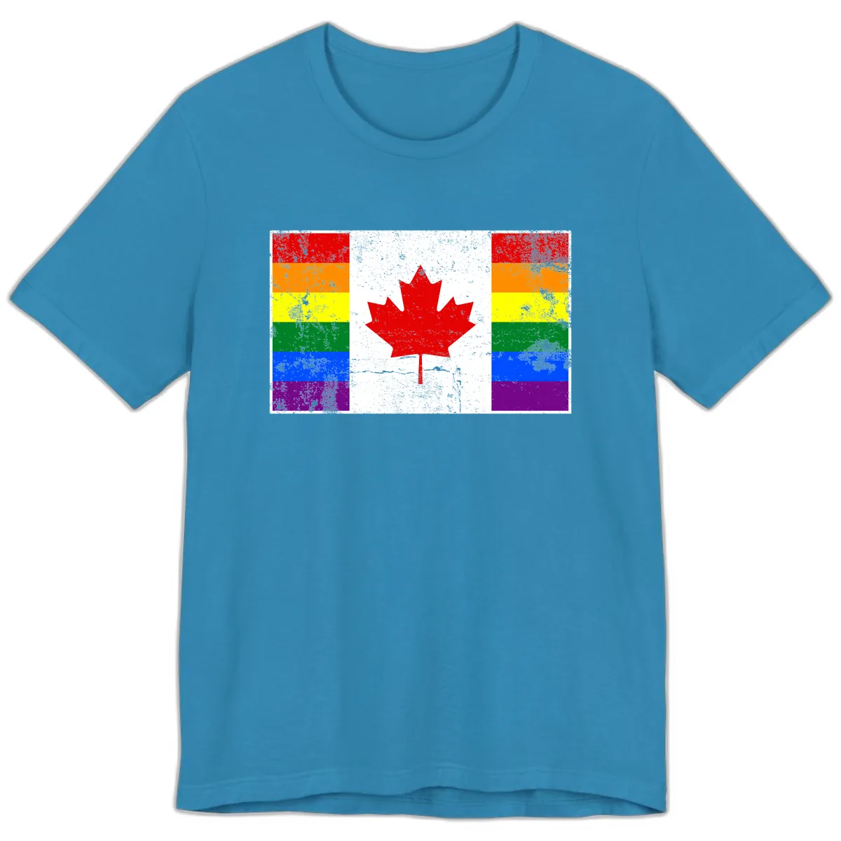 Canada Pride Rainbow Flag Premium T-Shirt in Aqua