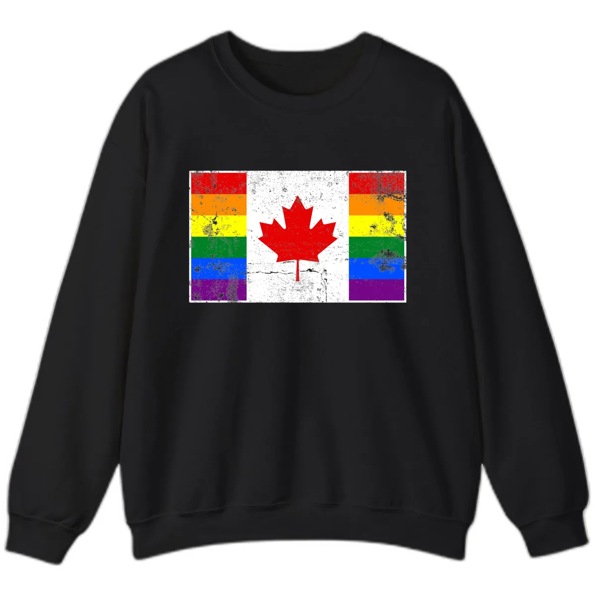 Canada Pride Rainbow Flag Sweatshirt in Black