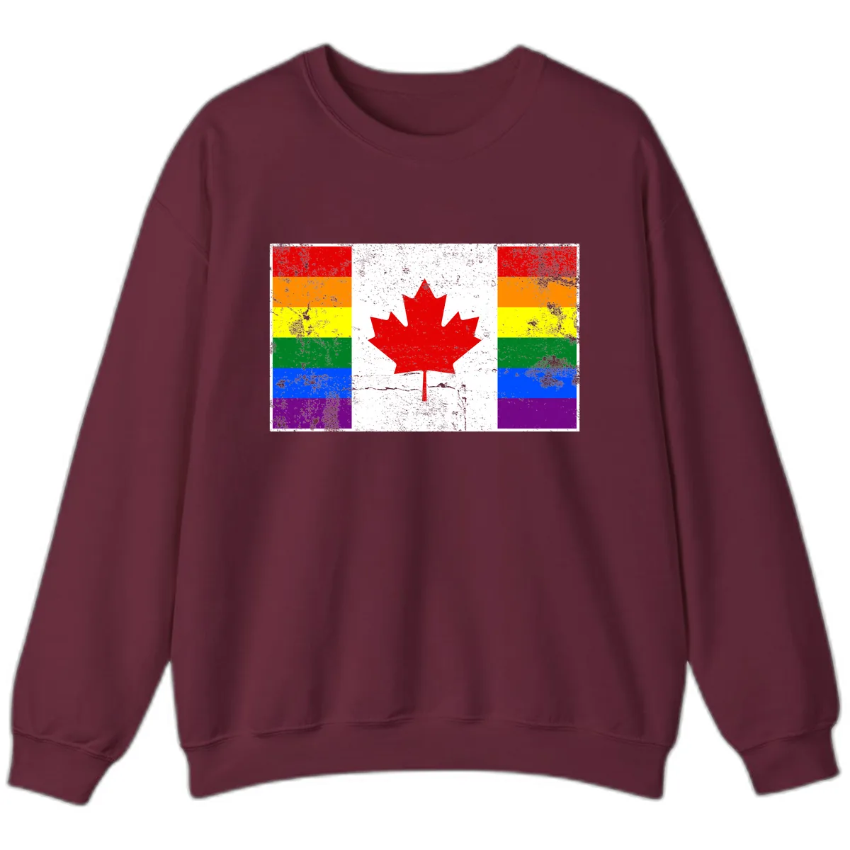 Canada Pride Rainbow Flag Sweatshirt in Maroon