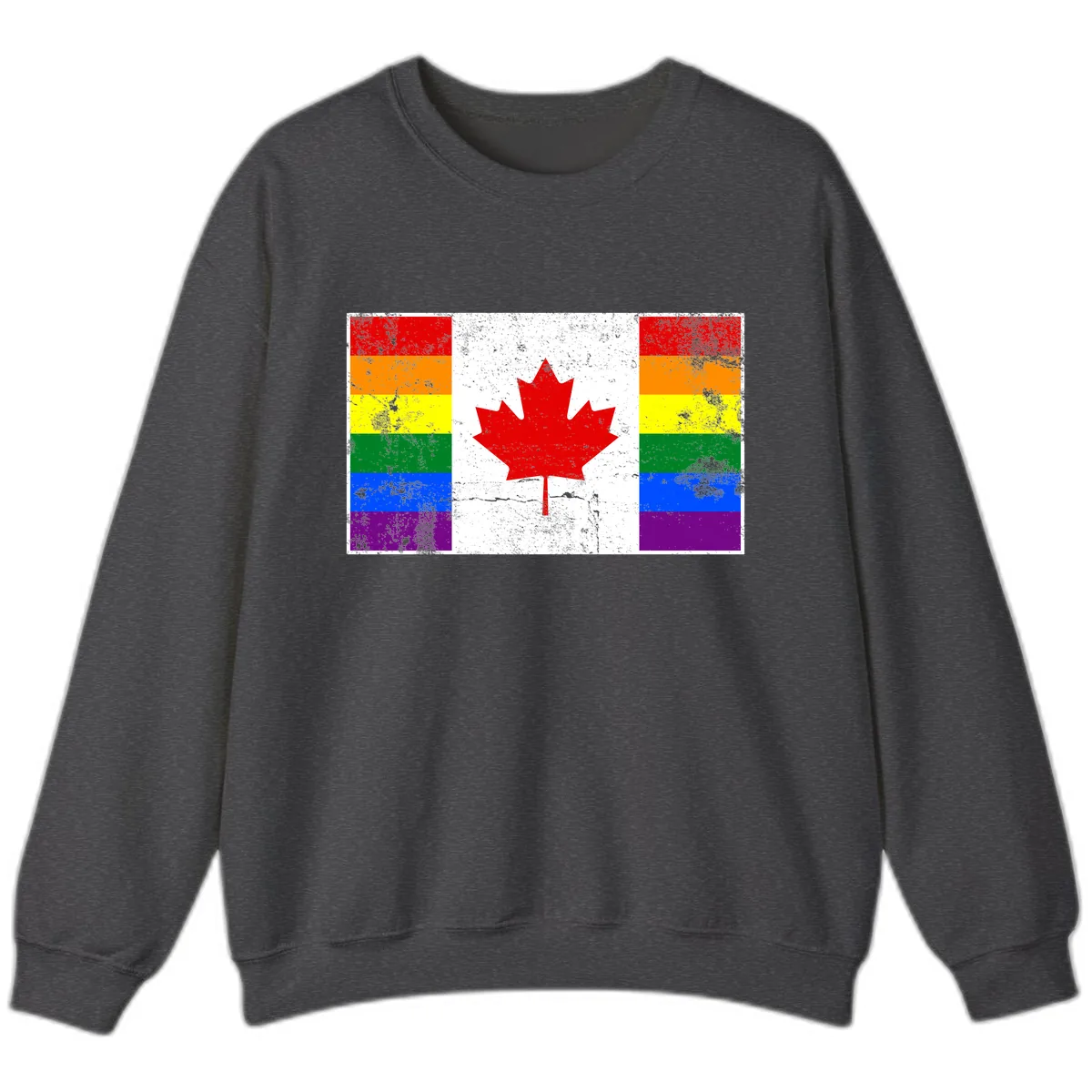 Canada Pride Rainbow Flag Sweatshirt in Dark Heather