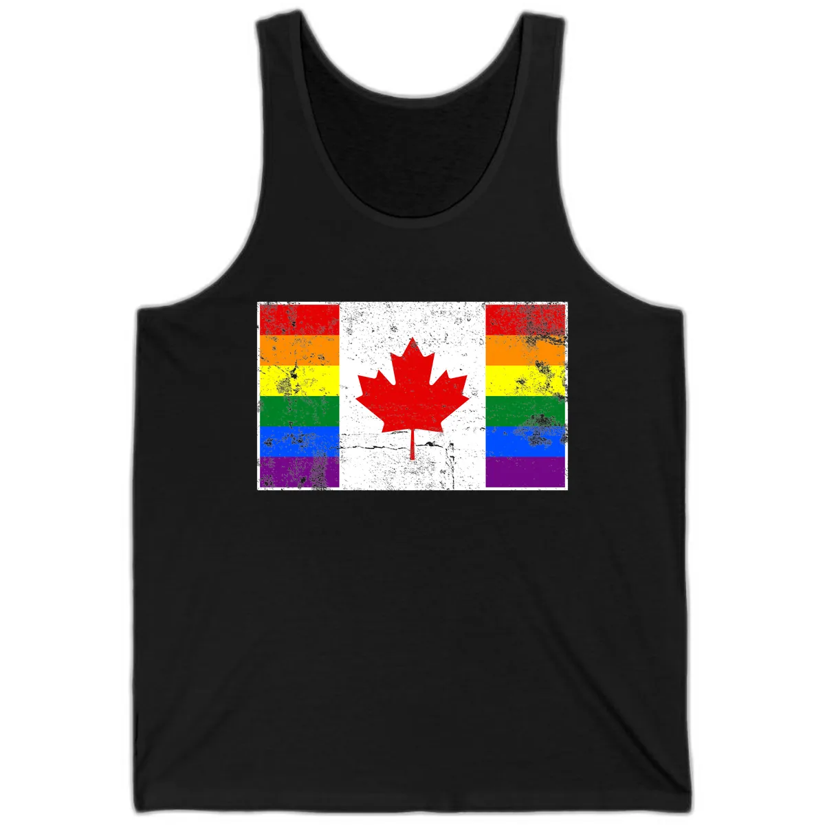 Canada Pride Rainbow Flag Tank in Black