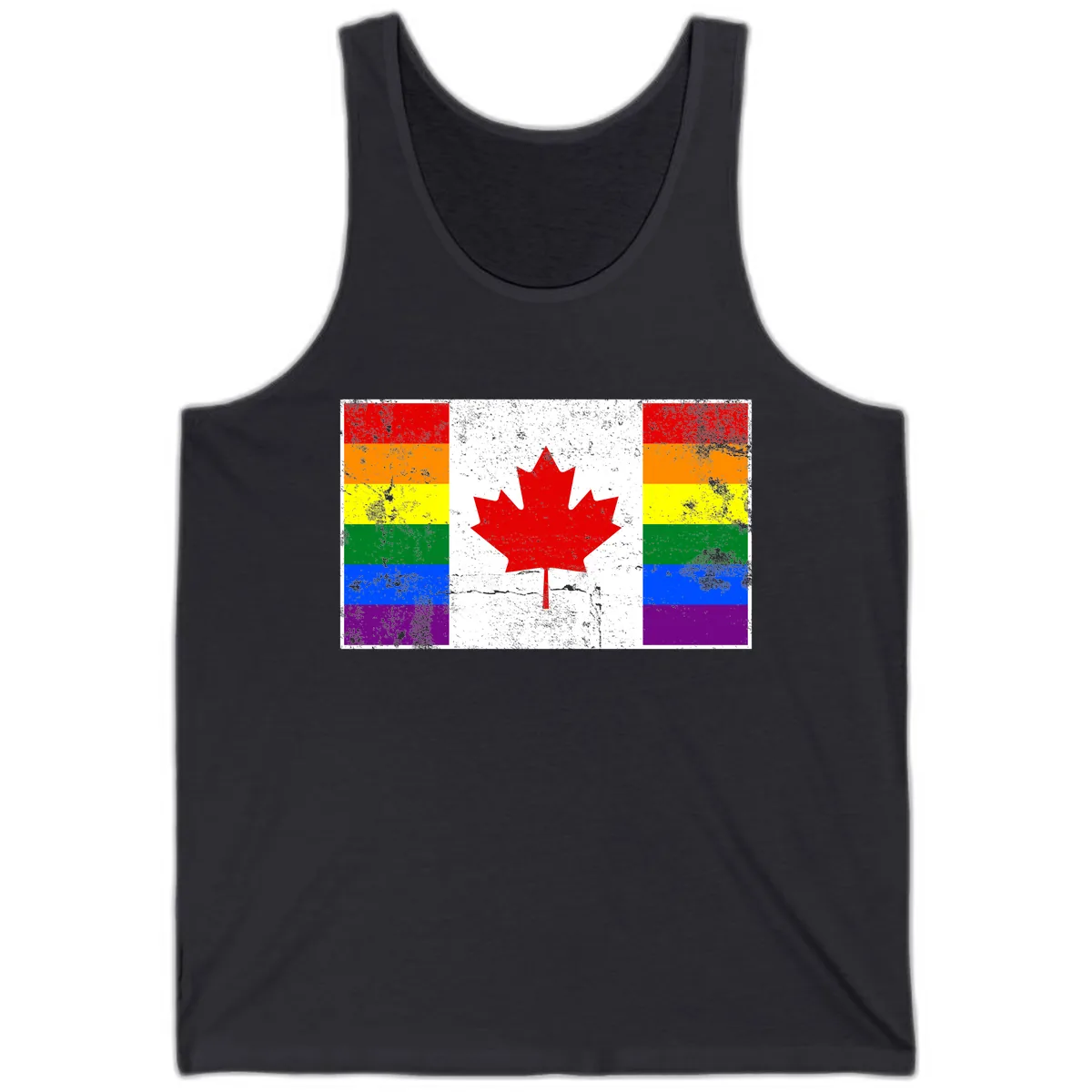 Canada Pride Rainbow Flag Tank in Dark Grey