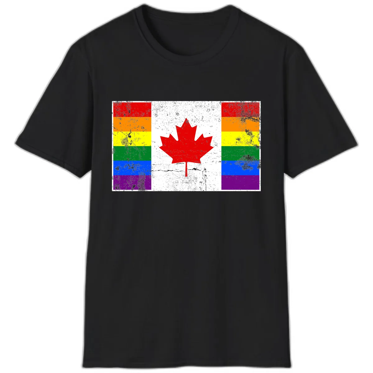 Canada Pride Rainbow Flag T-Shirt in Black