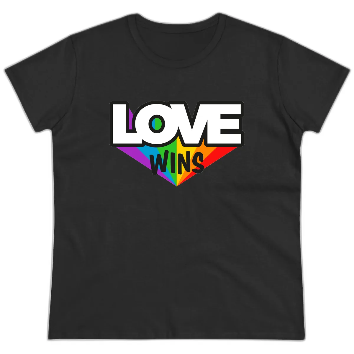 Love Wins Pride Wings Ladies Tee in Black