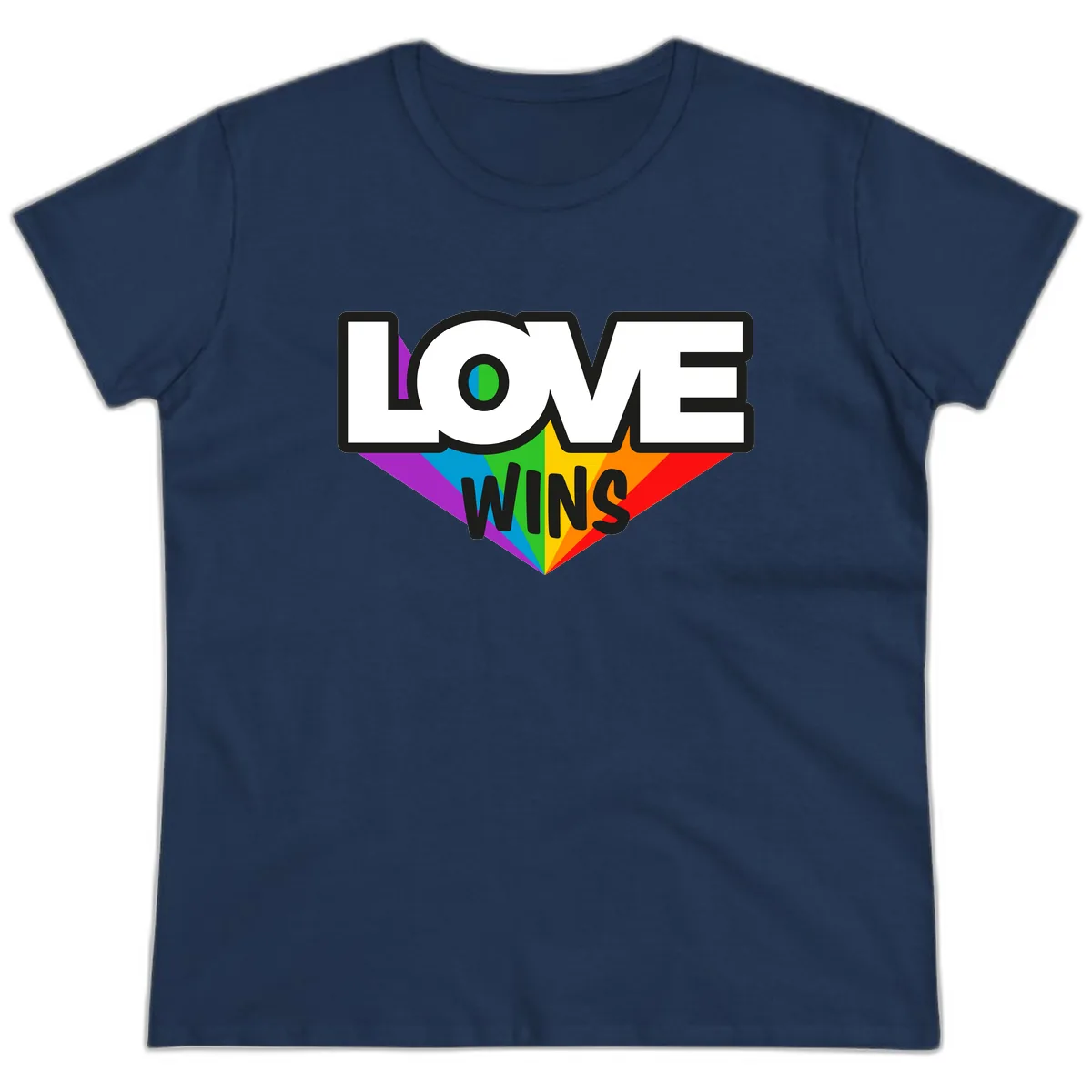 Love Wins Pride Wings Ladies Tee in Navy