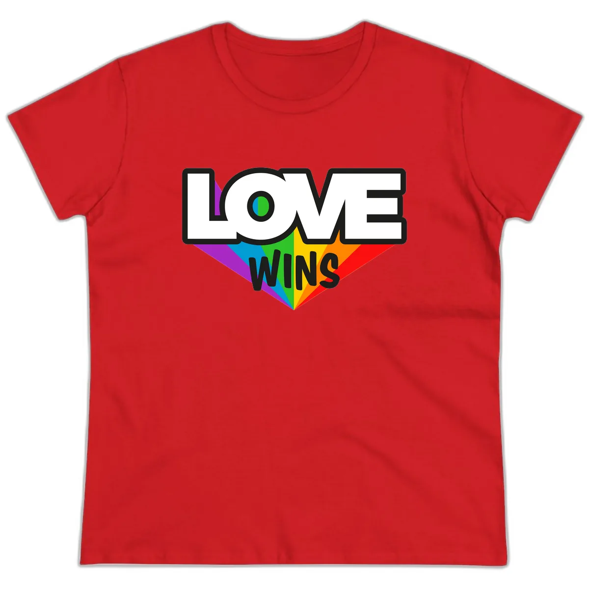 Love Wins Pride Wings Ladies Tee in Red