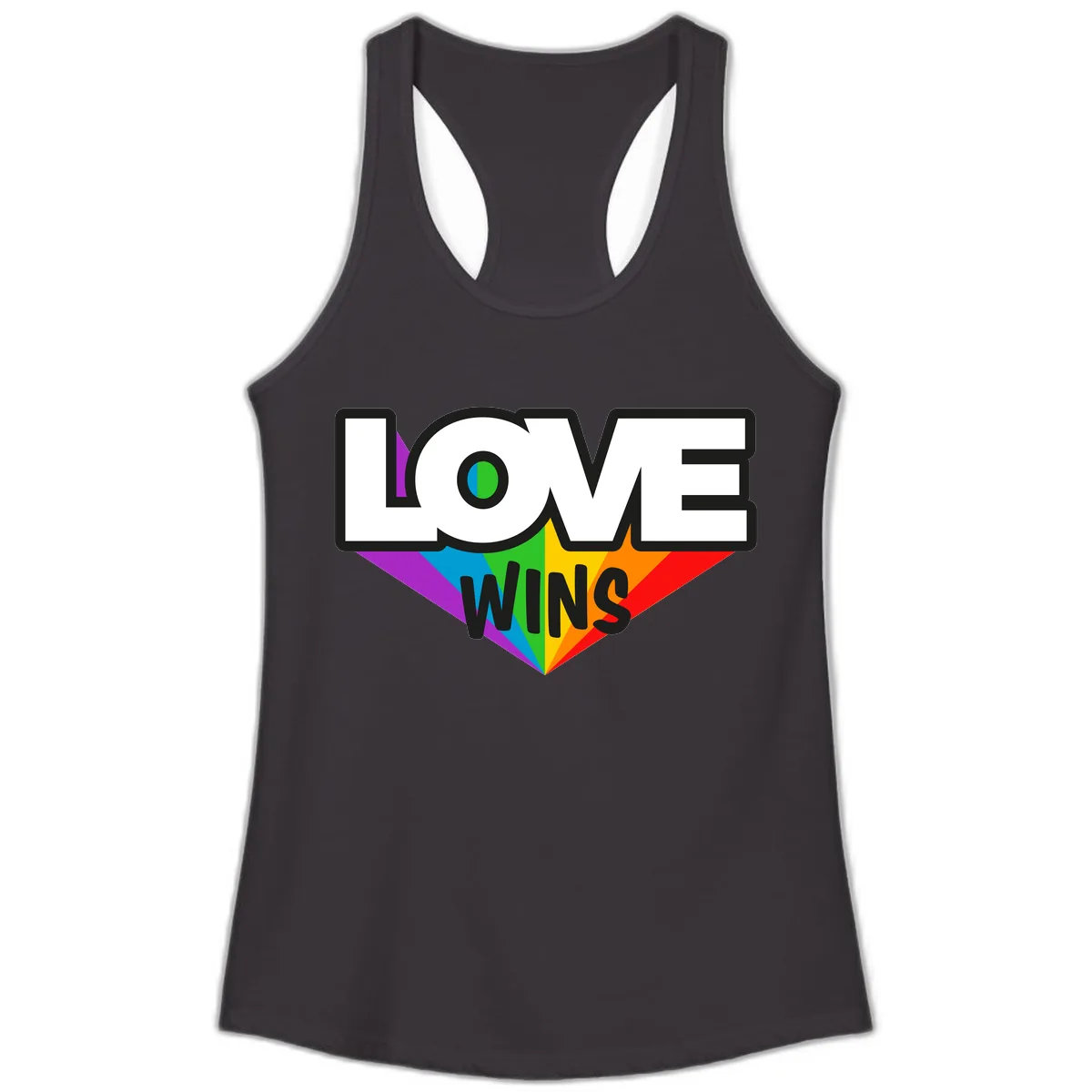 Love Wins Pride Wings Ladies Tank in Black