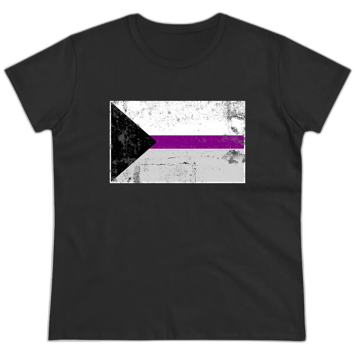 Asexual Pride Flag Design Ladies Tee in Black