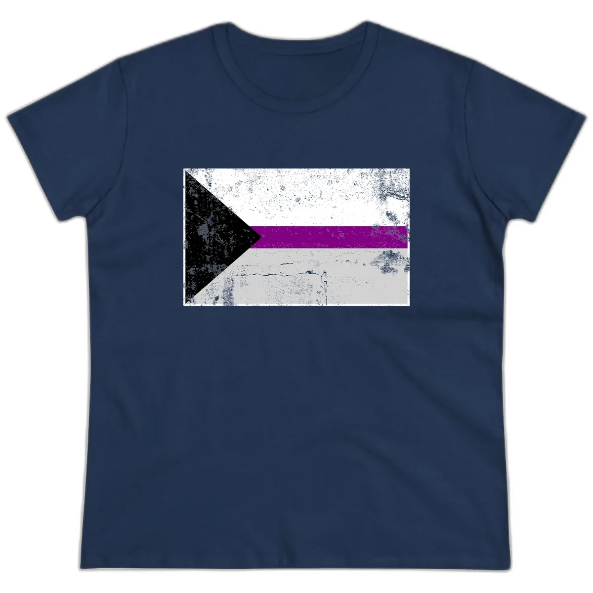 Asexual Pride Flag Design Ladies Tee in Navy