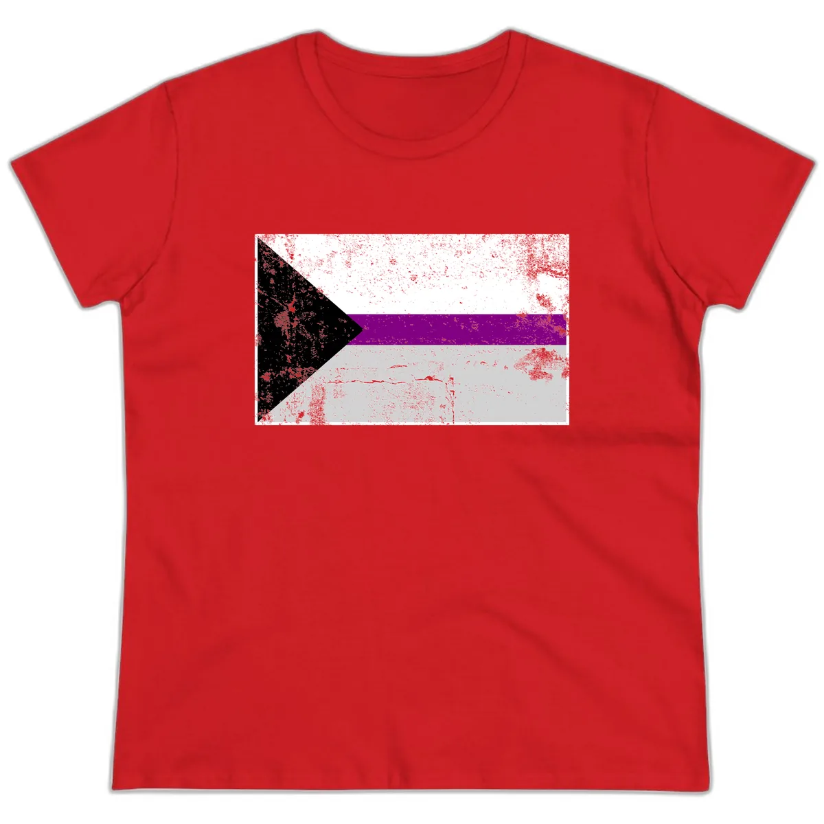 Asexual Pride Flag Design Ladies Tee in Red