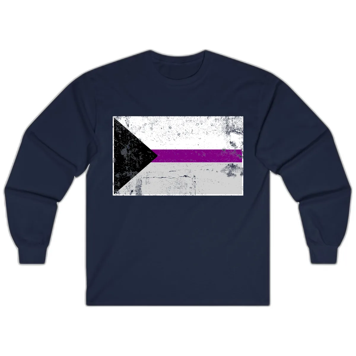 Asexual Pride Flag Design Long Sleeve in Navy