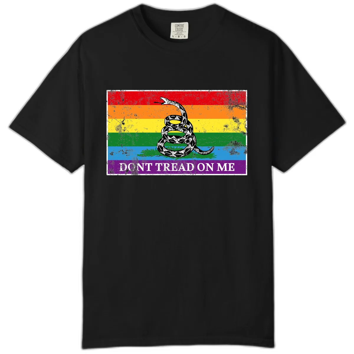 Don't Tread On Me Pride Flag Comfort Color in Black