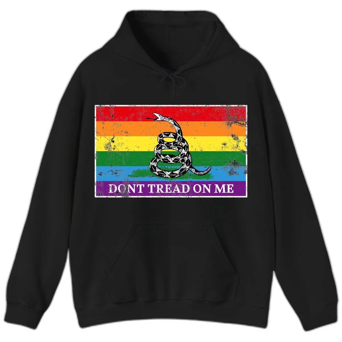 Don't Tread On Me Pride Flag Hoodie in Black