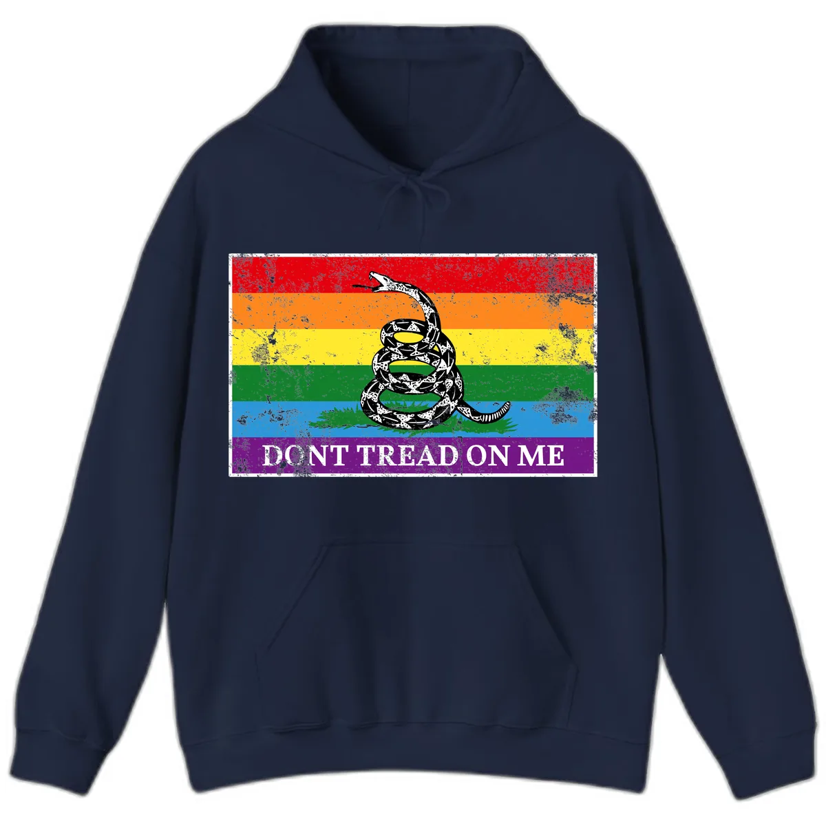 Don't Tread On Me Pride Flag Hoodie in Navy