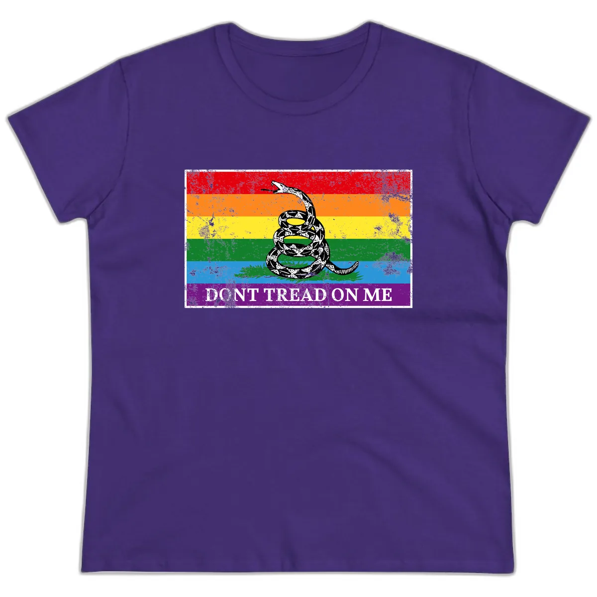 Don't Tread On Me Pride Flag Ladies Tee in Purple