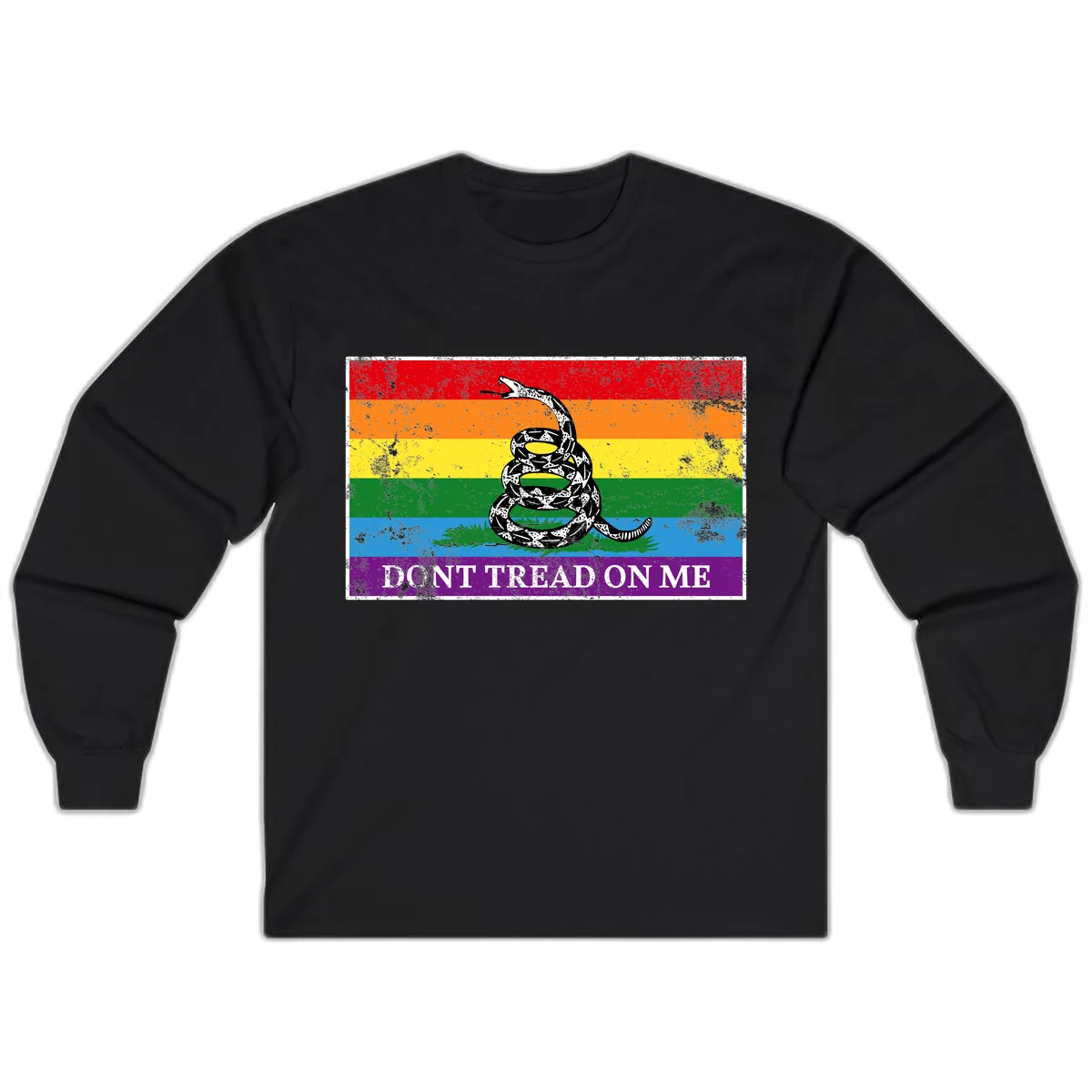 Don't Tread On Me Pride Flag Long Sleeve in Black
