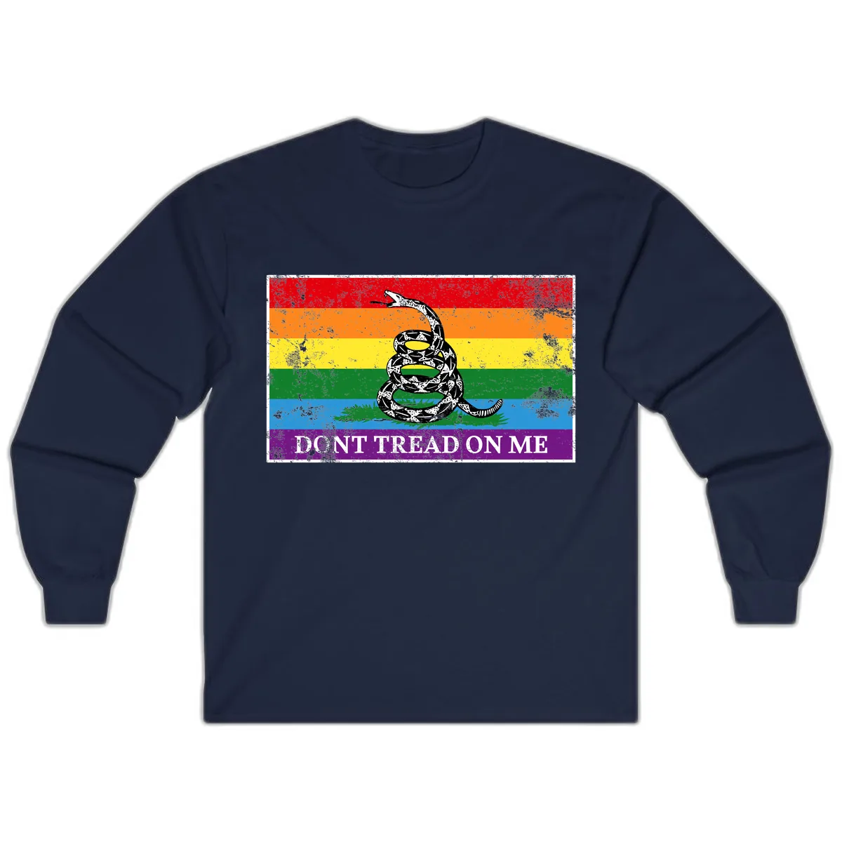 Don't Tread On Me Pride Flag Long Sleeve in Navy