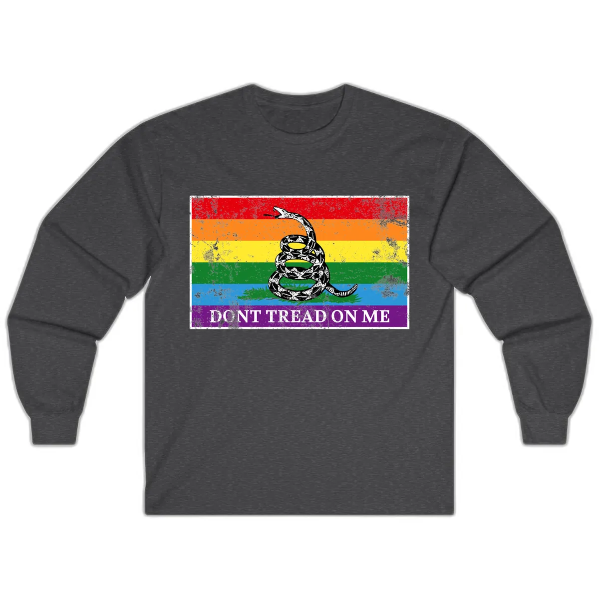 Don't Tread On Me Pride Flag Long Sleeve in Dark Heather