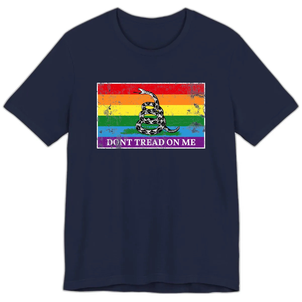 Don't Tread On Me Pride Flag Premium T-Shirt in Navy
