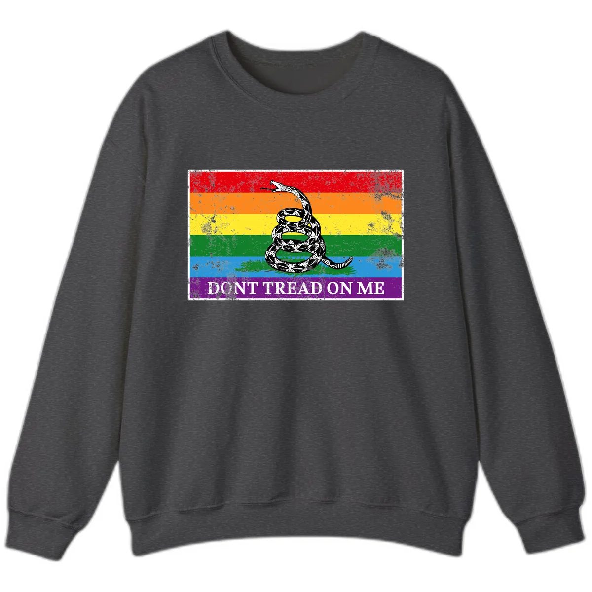 Don't Tread On Me Pride Flag Sweatshirt in Dark Heather