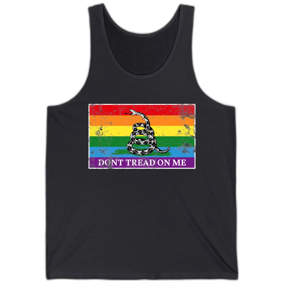 Don't Tread On Me Pride Flag Tank in Dark Grey