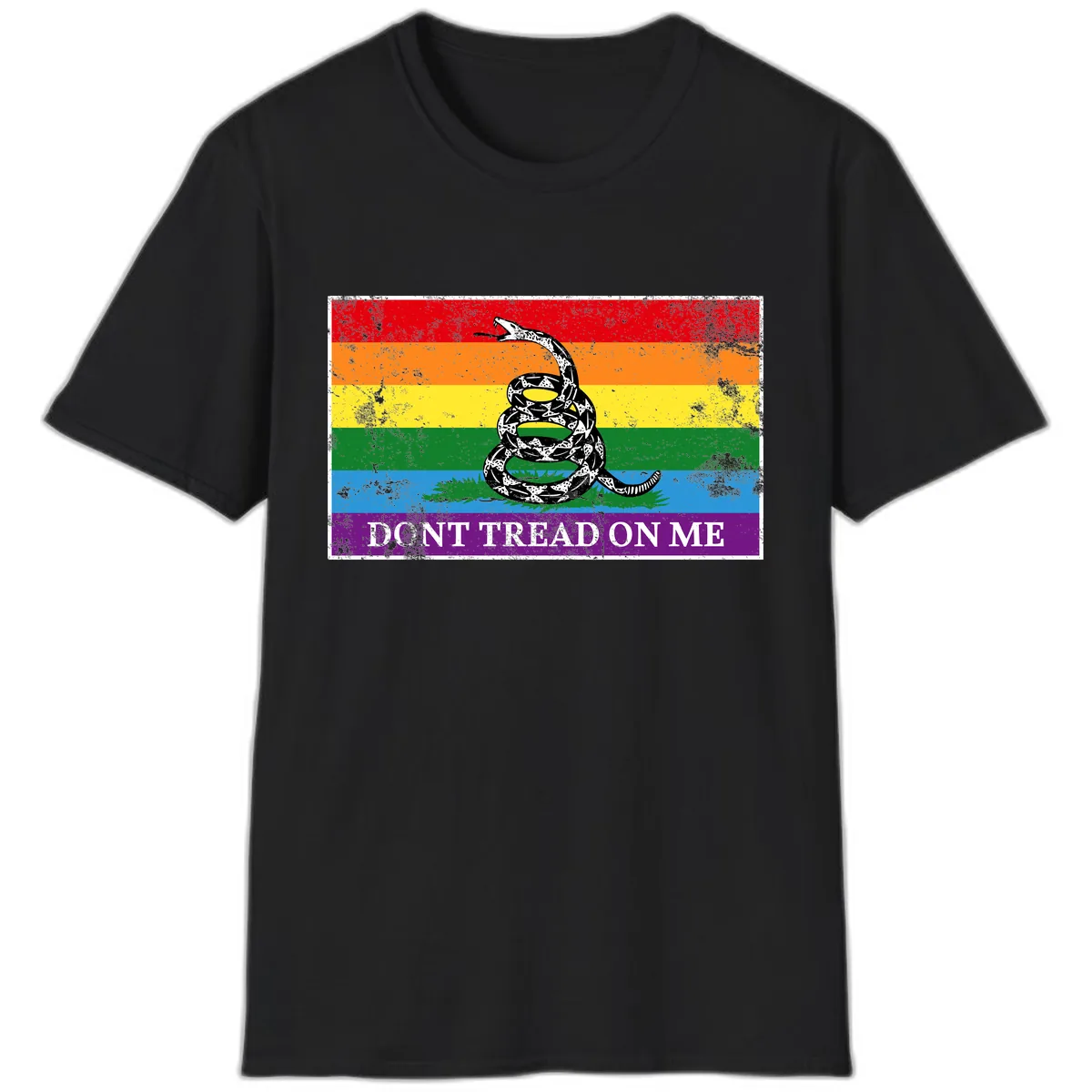 Don't Tread On Me Pride Flag T-Shirt in Black