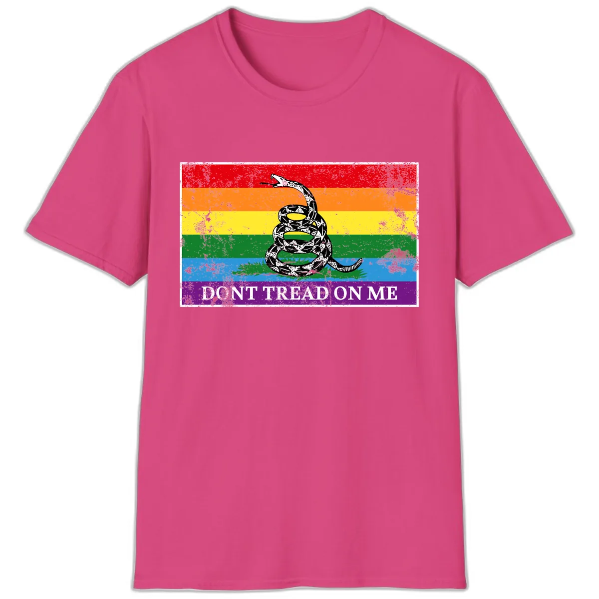 Don't Tread On Me Pride Flag T-Shirt in Heliconia