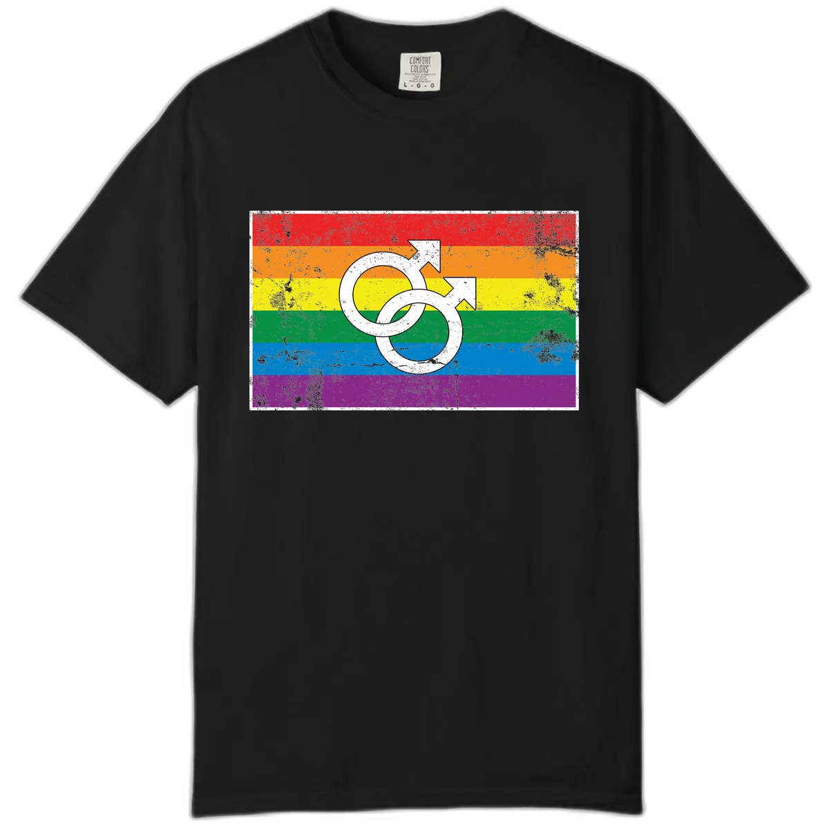 Double Male Symbol Pride Flag Comfort Color in Black