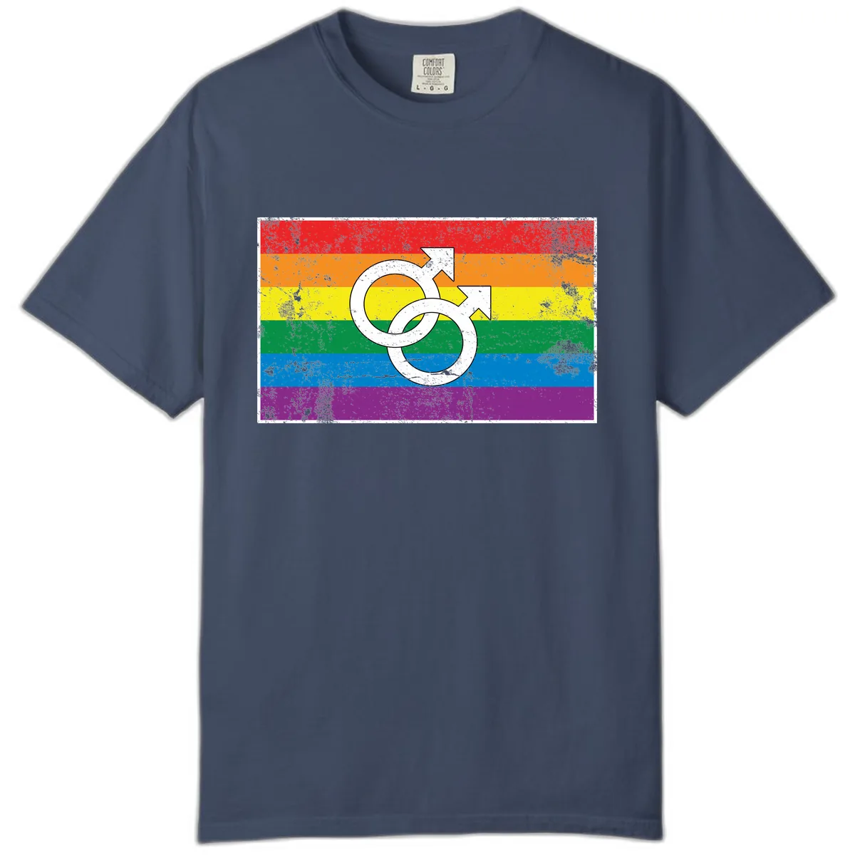 Double Male Symbol Pride Flag Comfort Color in Midnight