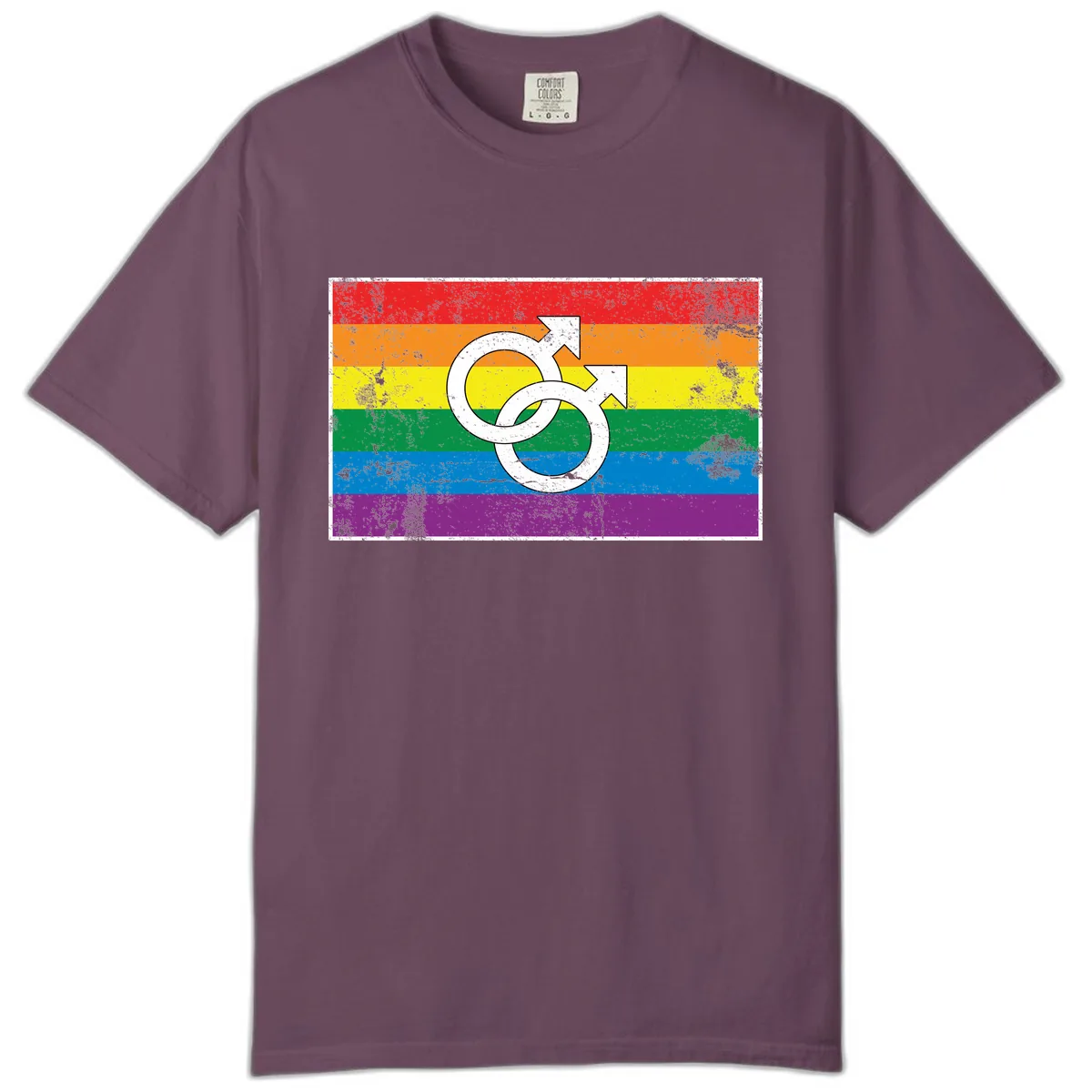 Double Male Symbol Pride Flag Comfort Color in Berry