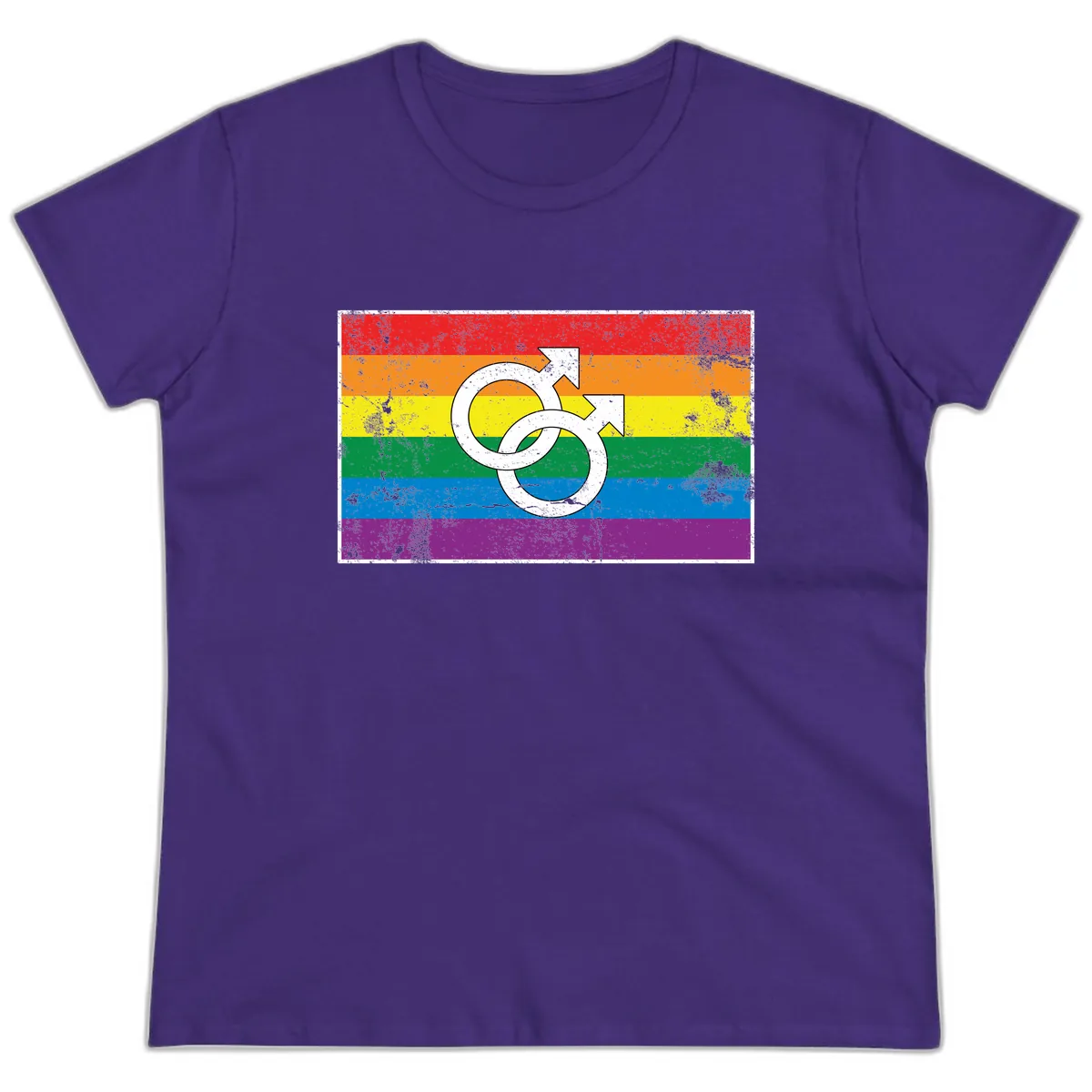 Double Male Symbol Pride Flag Ladies Tee in Purple
