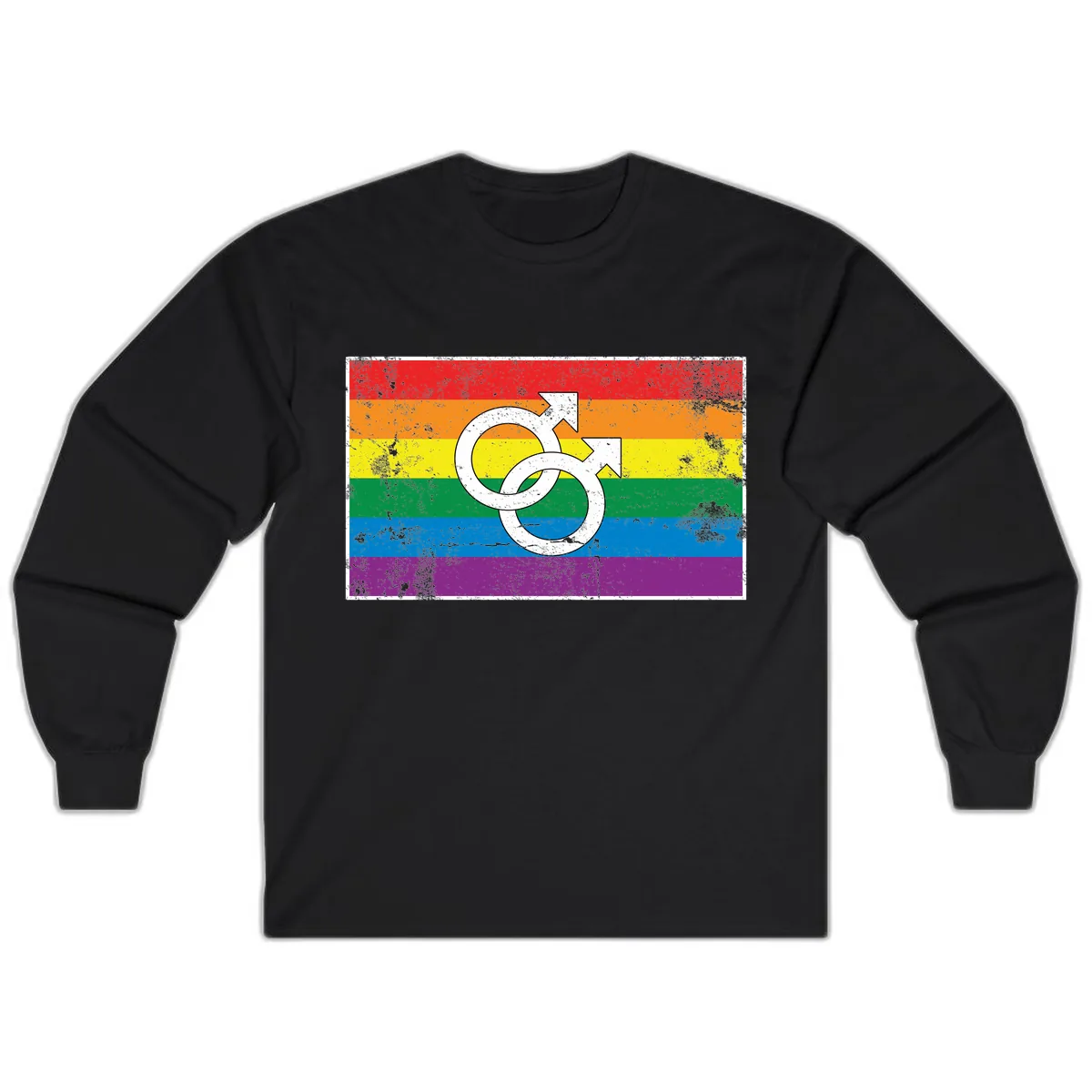 Double Male Symbol Pride Flag Long Sleeve in Black