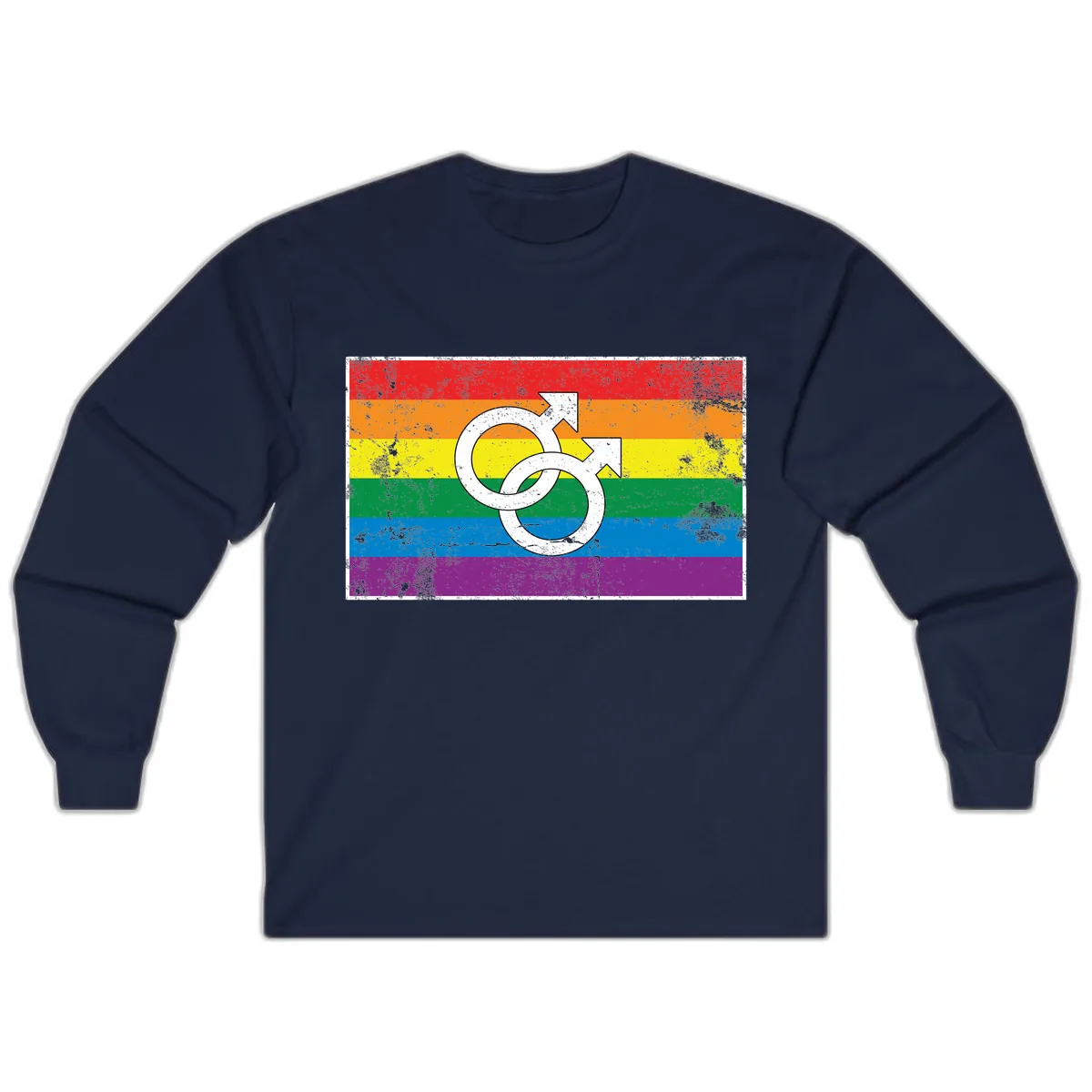 Double Male Symbol Pride Flag Long Sleeve in Navy
