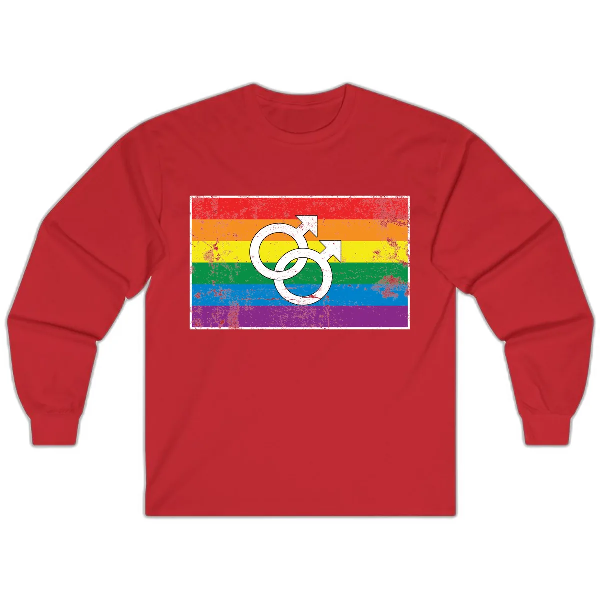 Double Male Symbol Pride Flag Long Sleeve in Red