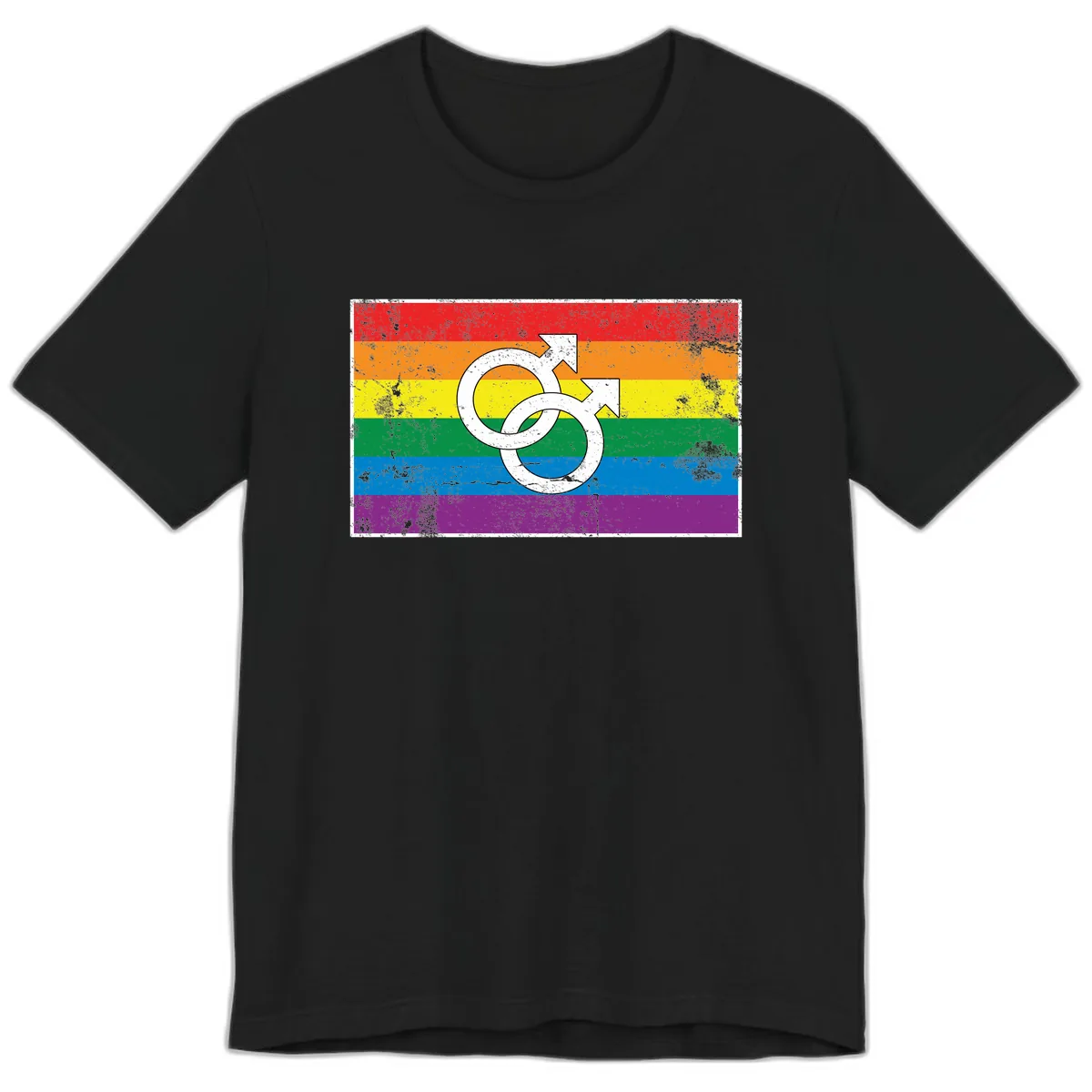 Double Male Symbol Pride Flag Premium T-Shirt in Black