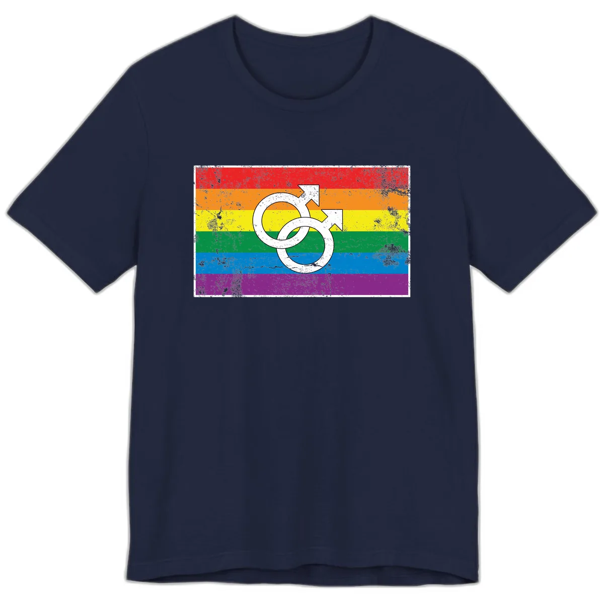 Double Male Symbol Pride Flag Premium T-Shirt in Navy