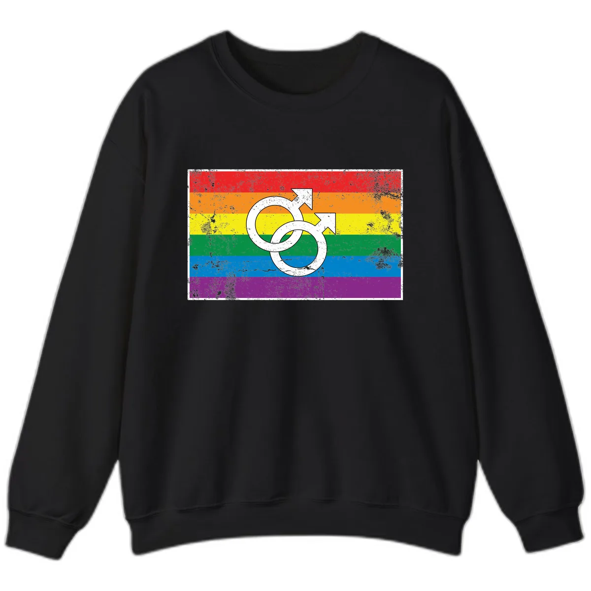Double Male Symbol Pride Flag Sweatshirt in Black