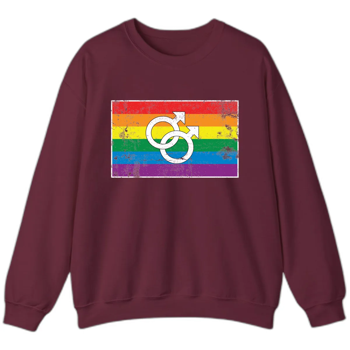 Double Male Symbol Pride Flag Sweatshirt in Maroon
