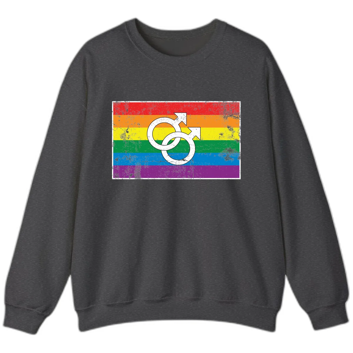 Double Male Symbol Pride Flag Sweatshirt in Dark Heather