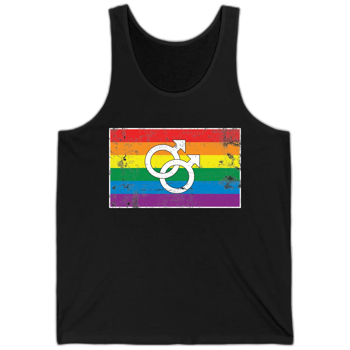 Double Male Symbol Pride Flag Tank in Black