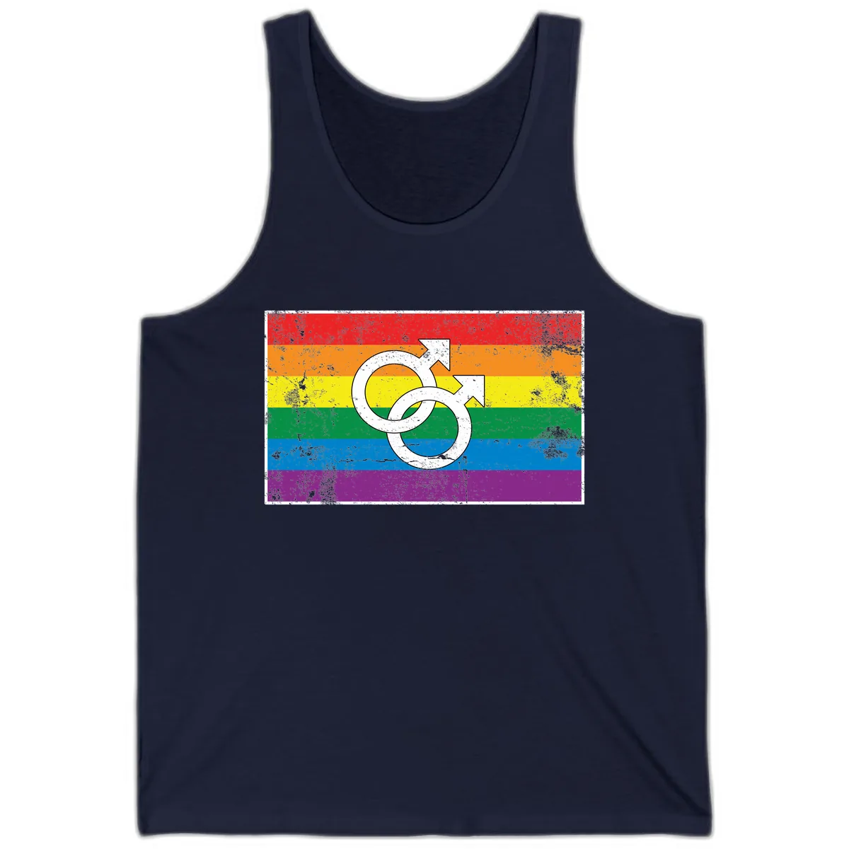 Double Male Symbol Pride Flag Tank in Navy