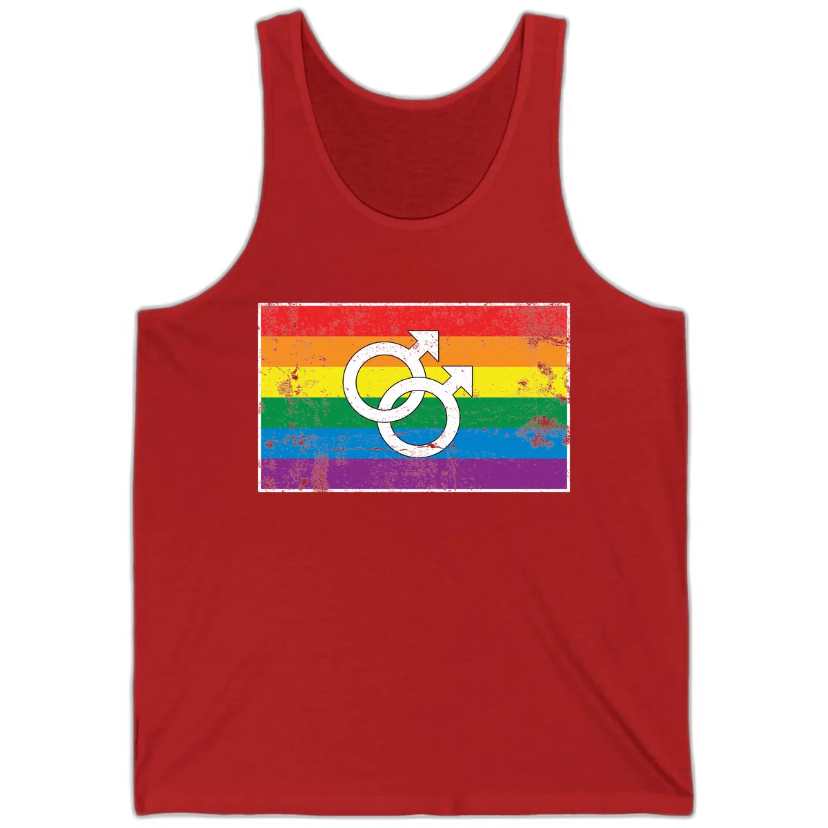 Double Male Symbol Pride Flag Tank in Red