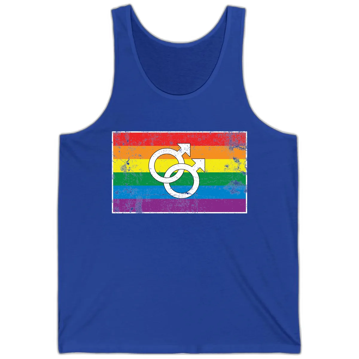 Double Male Symbol Pride Flag Tank in True Royal