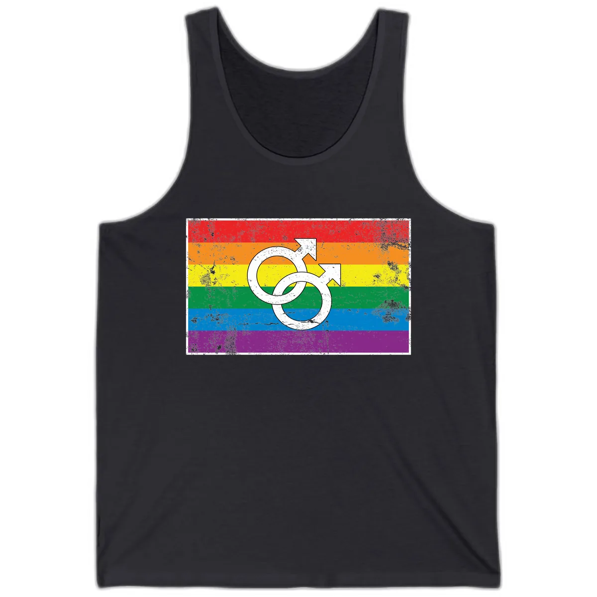Double Male Symbol Pride Flag Tank in Dark Grey