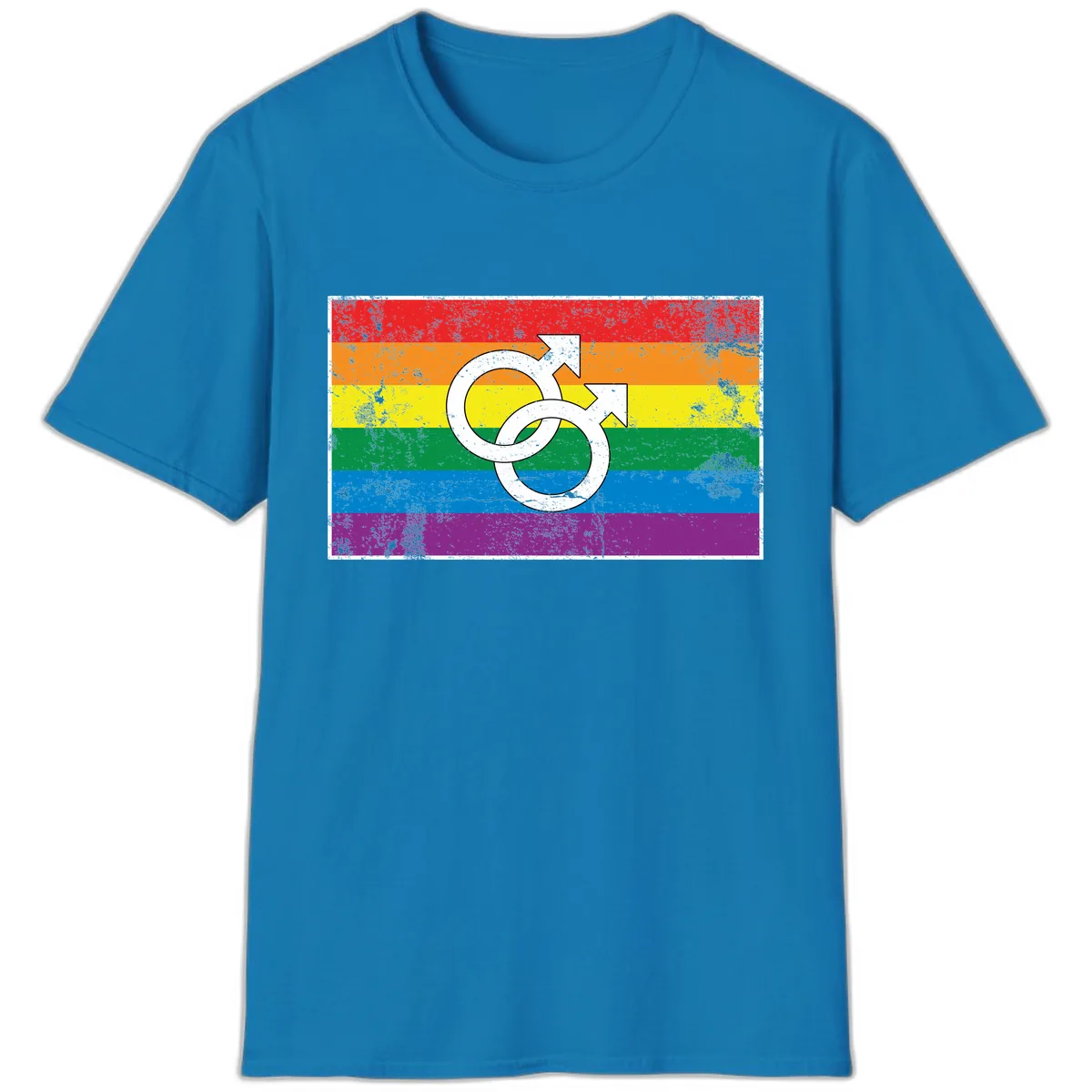 Double Male Symbol Pride Flag T-Shirt in Sapphire