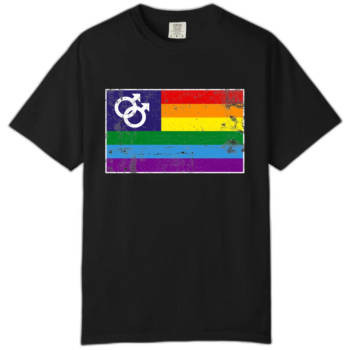 Rainbow Pride Flag With Gender Symbol Comfort Color in Black